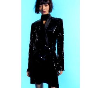 Zara black sequin wrap dress